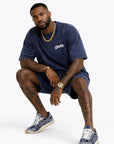 Navy ACID WASH T-SHIRT and ACID WASH FLEECE SHORTS SET (Copy)