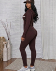 Women’s Seamless Zipper Hoodie Top & Legging Set With Biker Cap