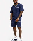 Navy ACID WASH T-SHIRT and ACID WASH FLEECE SHORTS SET (Copy)