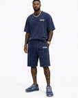 Navy ACID WASH T-SHIRT and ACID WASH FLEECE SHORTS SET (Copy)