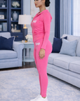 SOLID PINK HOODIE LEGGINGS SET