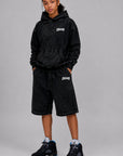 Acid Wash Pullover Fleece Hoodie & Acid Wash Fleece Shorts SET - CHAMP