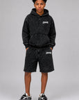 Acid Wash Pullover Fleece Hoodie & Acid Wash Fleece Shorts SET - CHAMP