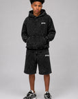 Acid Wash Pullover Fleece Hoodie & Acid Wash Fleece Shorts SET - CHAMP