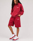 Acid Wash Pullover Fleece Hoodie & Acid Wash Fleece Shorts SET - CHAMP