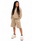 Acid Wash Pullover Fleece Hoodie & Acid Wash Fleece Shorts SET - CHAMP