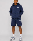 Acid Wash Pullover Fleece Hoodie & Acid Wash Fleece Shorts SET - CHAMP