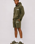 Acid Wash Pullover Fleece Hoodie & Acid Wash Fleece Shorts SET - CHAMP