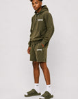 Acid Wash Pullover Fleece Hoodie & Acid Wash Fleece Shorts SET - CHAMP