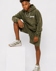 Acid Wash Pullover Fleece Hoodie & Acid Wash Fleece Shorts SET - CHAMP