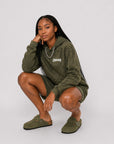 Acid Wash Pullover Fleece Hoodie & Acid Wash Fleece Shorts SET - CHAMP