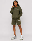 Acid Wash Pullover Fleece Hoodie & Acid Wash Fleece Shorts SET - CHAMP
