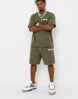 ACID WASH T-SHIRT and ACID WASH FLEECE SHORTS SET - CHAMP