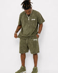 ACID WASH T-SHIRT and ACID WASH FLEECE SHORTS SET - CHAMP