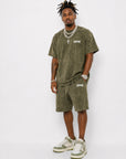 ACID WASH T-SHIRT and ACID WASH FLEECE SHORTS SET - CHAMP