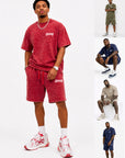 ACID WASH T-SHIRT and ACID WASH FLEECE SHORTS SET - CHAMP