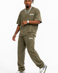 Acid Wash T-Shirt &  Acid Wash Stack Fleece Pants SET - CHAMP