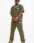 Acid Wash T-Shirt &  Acid Wash Stack Fleece Pants SET - CHAMP