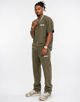 Acid Wash T-Shirt &  Acid Wash Stack Fleece Pants SET - CHAMP