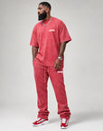 Acid Wash T-Shirt &  Acid Wash Stack Fleece Pants SET - CHAMP