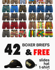 42 BOXER BRIEFS - PLUS FREE SLIDES, FREE HAT, FREE T-SHIRT, FREE MASK
